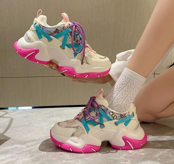 

sneakers women trainers platform korean fashion chunky sneakers ladies tenis designer casual shoes woman dad shoes, Black