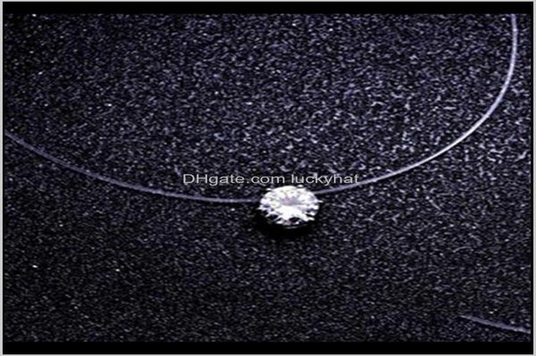 

pendant necklaces fashion square 6 claw cz stone crystal zircon invisible transparent fishing line chain necklace for women t8bhj 5100542, Silver