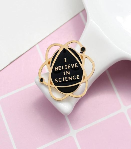 

hightech quoti believe in sciencequot brooch personality enamel creative decoration special cartoon lapel denim geometry pins3833004, Gray