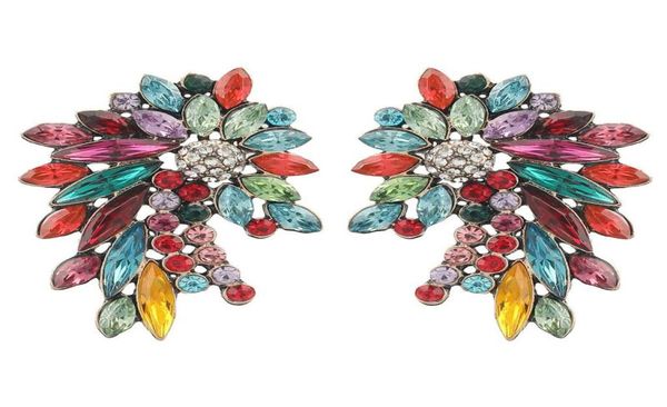 

stud fashion exaggerated colorful rhinestone hollow flower earrings for women big ear jewelry2948613, Golden;silver