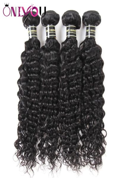 

onlyou hair products 4 bundles brazilian deep wave virgin human hair extensions raw indian remy hair weaves bundles deep wave fact9994877, Black