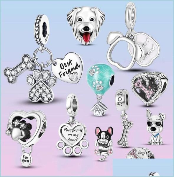 

charms 925 sterling sier dangle charm dog paw charms friend heart beads bead fit bracelet diy jewelry accessories drop dh9xi9350368, Bronze;silver