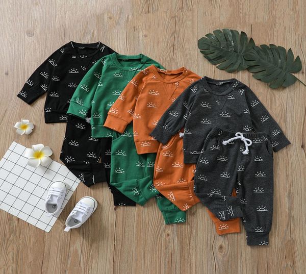 

kids clothing sets boys outfits children sun print pants 2pcsset spring autumn fashion boutique baby clothes z38255086466, White