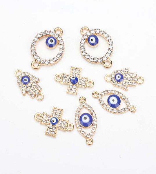 

1 pcs charm crystal evil eyes fatima hand round cross charms for women men alloy gold diy handmade fashion jewelry findings2928528, Bronze;silver
