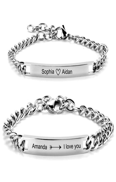 

custom name id bar bracelet stainless steel chain bracelets for men couples women bracelet hip hop personalize jewelry gift men3959790, Golden;silver