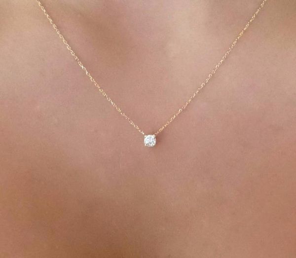

fashion gold diamonds necklaces delicate solitaire pendant dainty pendants necklace bridal jewelry floating diamond jewellery7548270, Silver