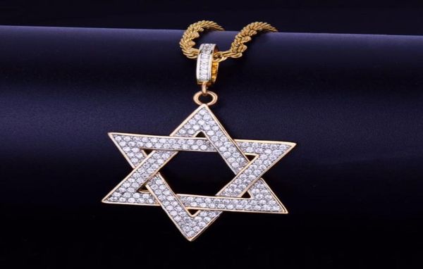 

new men039s hip hop jewelry gold six horns star pendant necklace charm bling cubic zircon rope chain for gift5936311, Silver