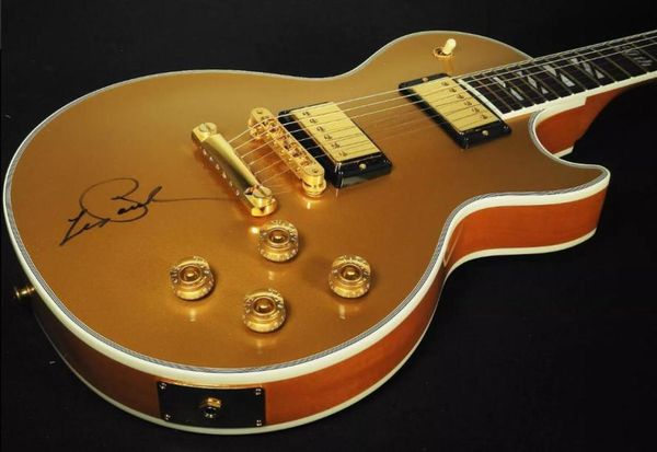 

custom shop 90th anniversary gold goldsupre electric guitar no back cover split block mop inlay globe headstock inlay6849309