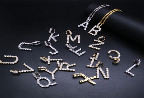 

hip hop iced out custom name letter pendant necklaces zircon alphabet charm pendants necklace hiphop jewelry wjl35257432272, Silver