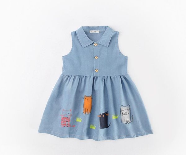

2020 brand princess dresses for girls cartoon print denim round neck kids dress children valentine039s day love heart printed d3150685, Red;yellow