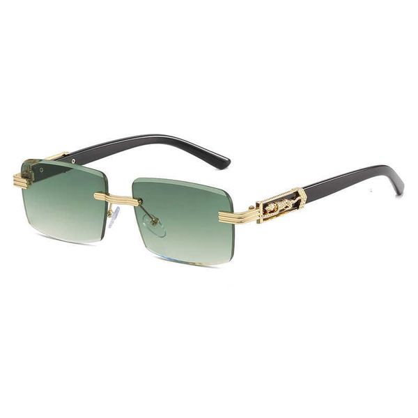 

fashion carti sunglasses new frameless square sunglasses colorful leopard head metal for men and women with logo box, White;black