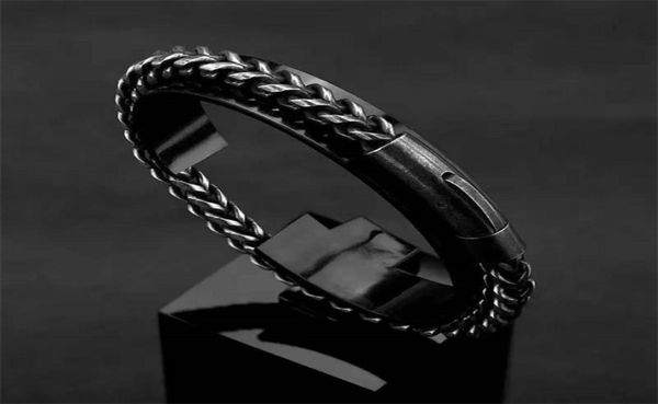 

new fashion retro chain bracelet creative personality handmade punk rock stainless steel motorcycle bracelet men039s hand acces2053908, Black
