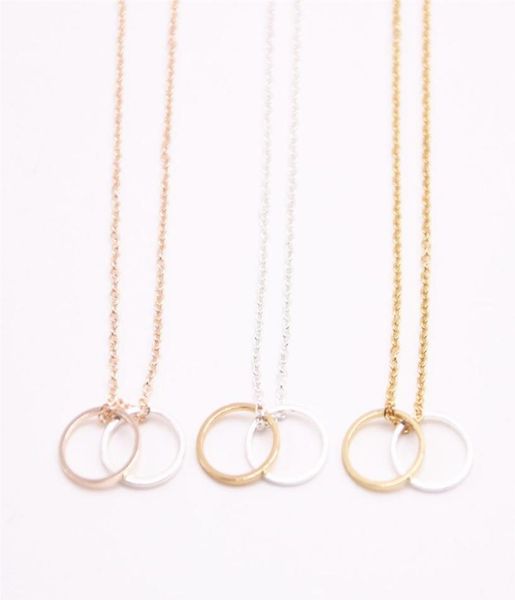 

2018 geometric figure pendant necklace two hollow out circle plated necklace the gift to women4174763, Silver