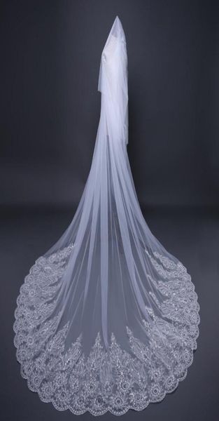 

rhinestone wedding veils long cathedral ivory with blusher luxury bridal veils designer custom made beautiful veil7557365, Black