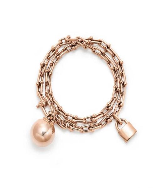 

women designer love bracelet for men gold bracelets chains pendants fashion letter t hardwear with lock ball luxury j9643088, Black