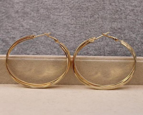 

hoop earrings trendy fashion round hip hop rock for women039s gold plated circle jewelry accessories wedding7287177, Golden;silver