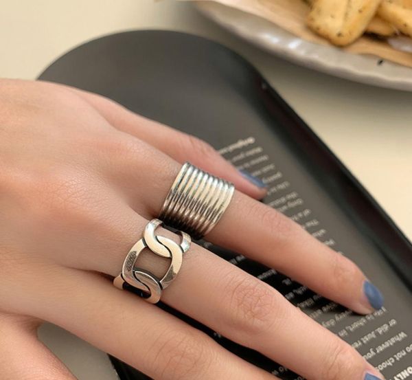 

925 sterling silver wide face chain ring women039s old style index finger opening personality punk jewelry g4x91678207