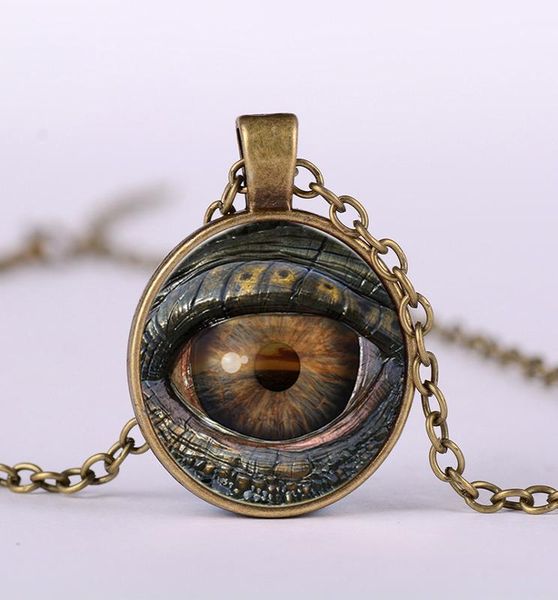 

trendy dragon eye necklace monster satan devil039s eye vintage steampunk cool pendant handmade art necklaces fashion1170041, Silver