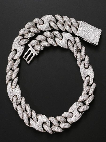 

fashion rap accessories 20mm full zircons men039s big gold chain domineering cuban chain link hiphop necklace1055432, Silver