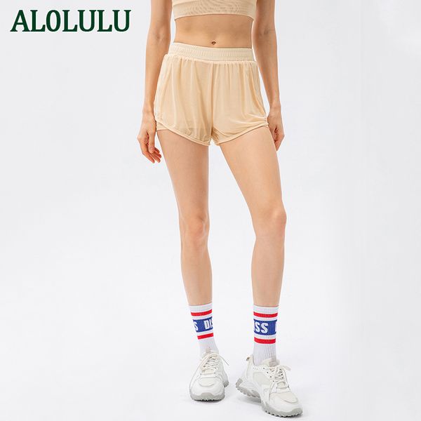 

al0lulu loose sports shorts mesh mesh stitching quick dry yoga shorts running pants