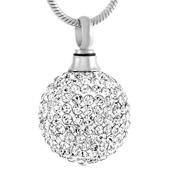 

clear crystal ball stainless steel cremation pendant necklace memory funeral ashes keepsake urn necklace jewelry8672385, Silver