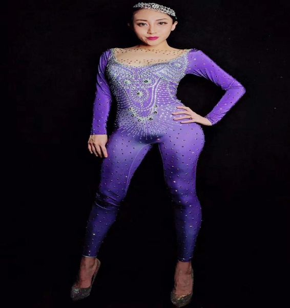 

dj ds jumpsuit purple rhine long sleeves jumpsuit headdress outfit birthday party celebrate women dance bodysuit leggings outfit7091758, Black;red