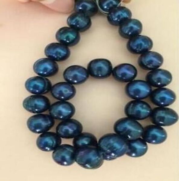 

huge 18 quot1011mm tahitian black genuine blue baroque pearl necklace 14k7343926, Silver