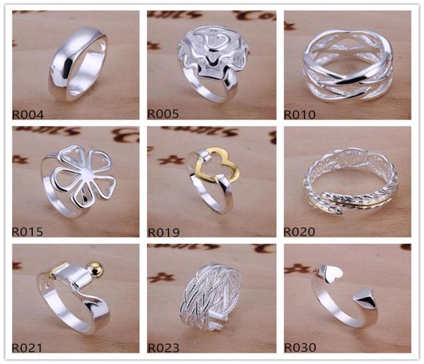 

sterling silver plated ring 10 pieces a lot mixed style emr2brand new burst models fashion 925 silver plate ring2141247