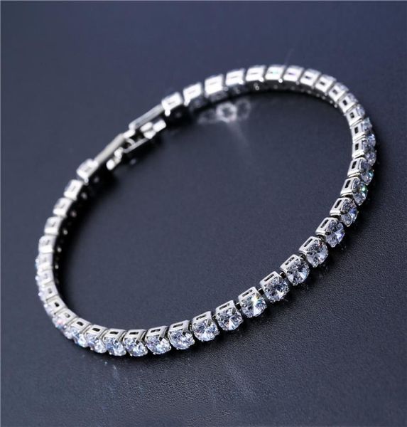 

luxury 4mm cubic zirconia tennis bracelets iced out chain crystal wedding bracelet for women men gold silver bracelet jewelry6220405, Golden;silver
