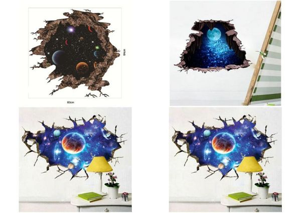 

retail 3d broken wall space planet wall stickers decal for kids bedroom living room decorations home decor sticker art pictures wa3127043