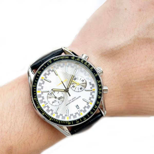

omeg wrist watches for men 2023 new mens watches all dial work quartz watch luxury brand chronograph clock watch band men fashion 05, Slivery;golden