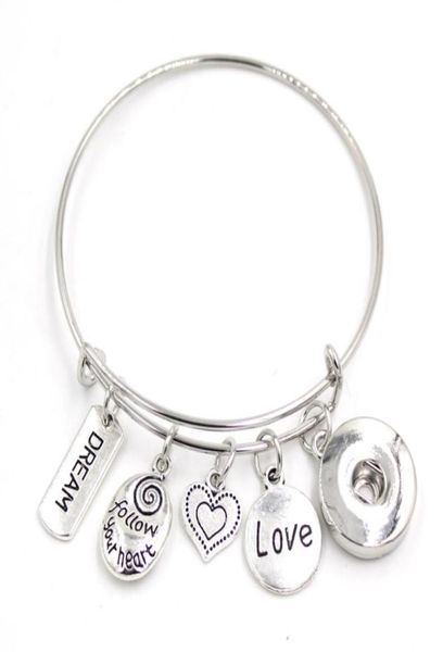 

whole 18mm snap jewelry heart charm bracelets women bracelet adjustable bangle bracelet snap bracelet valentine gifts follow y5100309, Golden;silver