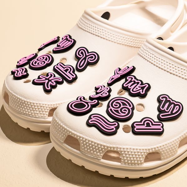 

custom zodiac croc shoe charms wholesale shoe accessories, White;pink