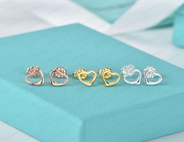 

hollow heart earrings 18k goldplated luxury brand designer letter earrings female simple hollow earrings wedding jewelry1258226, Golden;silver