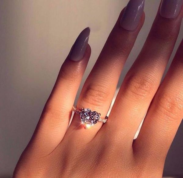 

2020 crystal rhinestone heart shaped wedding rings womens big engagement rings glamour sz5109356751, Silver