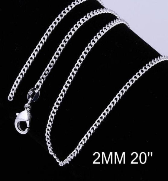 

925 silver sideways chains necklace 2mm 16039 18039 20039 22039 24039 26039 28039 30039 with 8453328