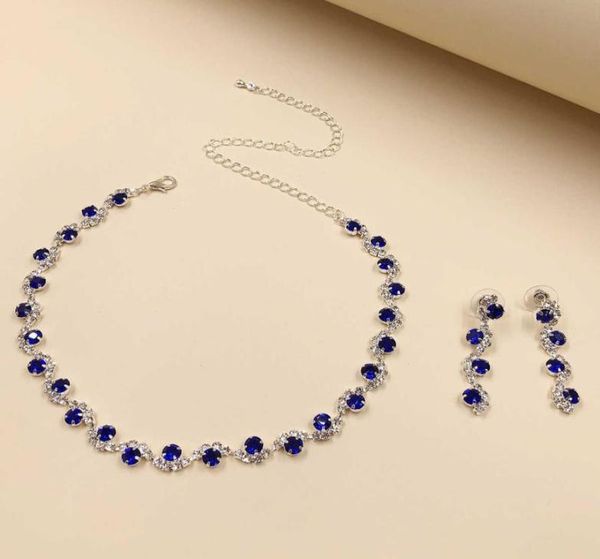 

jewelry sets womens silver gold plated bling claw chain bride necklace diamond inlaid necklace bracelet n60639679276, Black