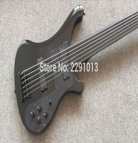 

custom 6 strings black 4003 electric bass guitar black hardware fretless fingerboard without inlay selling5637951