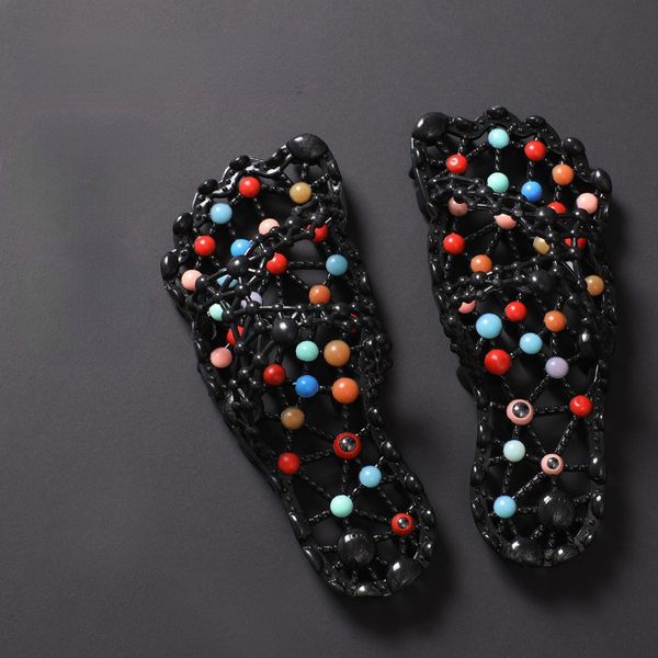 

slippers massage slippers sole particles health foot therapy indoor home bathroom antiskid bath quick drying home health slippers 230714, Black
