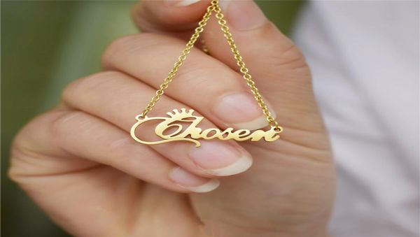 

european and american popular exquisite crown letter chosen stainless steel necklace9286984, Silver