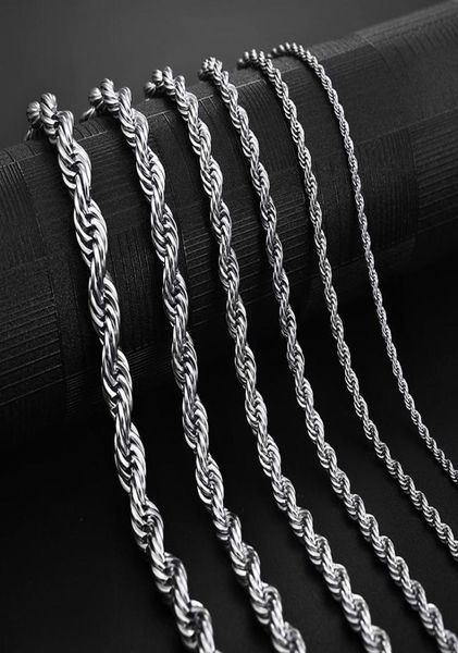

stainless steel rope chain necklace 25mm never fade waterproof choker necklaces men women hip hop jewelry 316l silver chain5439086
