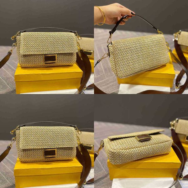 

evening bags straw bags designer shoulder for women beach handbag classic woven baguette fashion messenger crossbody bag handbags tote 22070