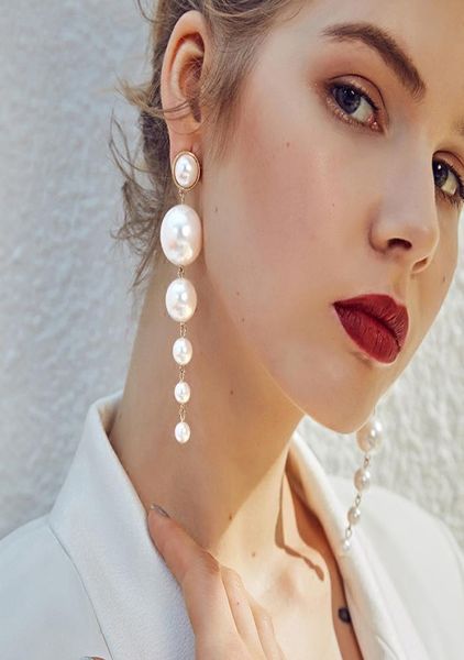 

individual character contracted artificial pearl long paragraph earring korea atmosphere eardrop of fashionable person match adorn4023180, Golden;silver