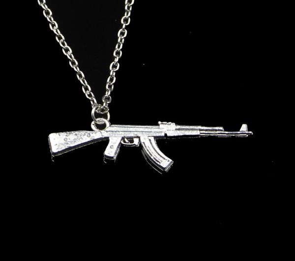 

fashion 4415mm machine gun assault rifle ak47 pendant necklace link chain for female choker necklace creative jewelry party gift4085967, Silver