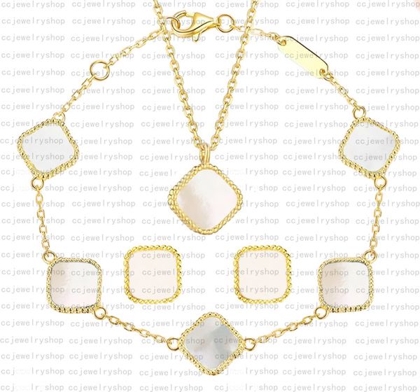 

mini sweet sterling silver classic 4/four leaf clover charm bracelet earring necklace 18k gold agate shell mother-of-pearl for women&girls w, Black