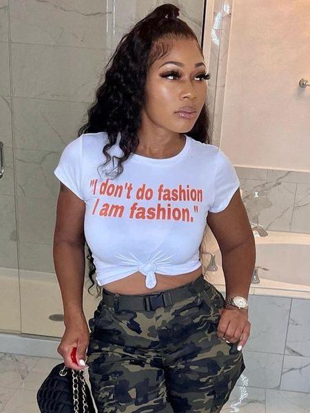 

women's t shirt sifreyr y2k white crop t shirt women letter print o neck short sleeve casual fashion cute streetwear summer slim tees