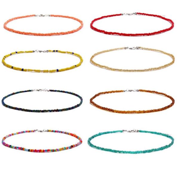 

bohemian style colorful rice design beads necklace body jewelry girl women necklaces neck chains4731678, Silver