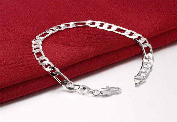 

6m flat three one one men039s 925 silver plate charm bracelet 195x06cm dfmwb219sterling silver plated jewelry bracelet6260846, Black