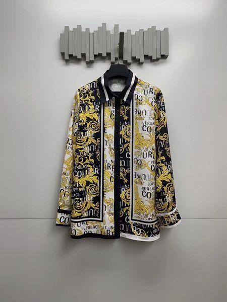 

new spring autumn elegant contrast color letter pattern loose shirt women lapel long sleeve casual t-shirt xl, White