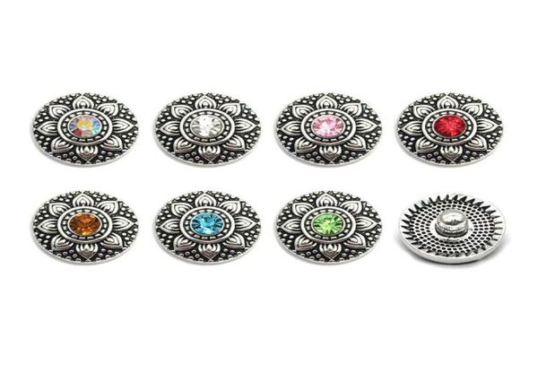 

flower w254 18mm 20mm rhinestone metal button for snap button bracelet necklace jewelry for women silver jewelry1073088